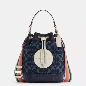 Coach Dempsey Drawstring Bucket Bag in Signature Denim